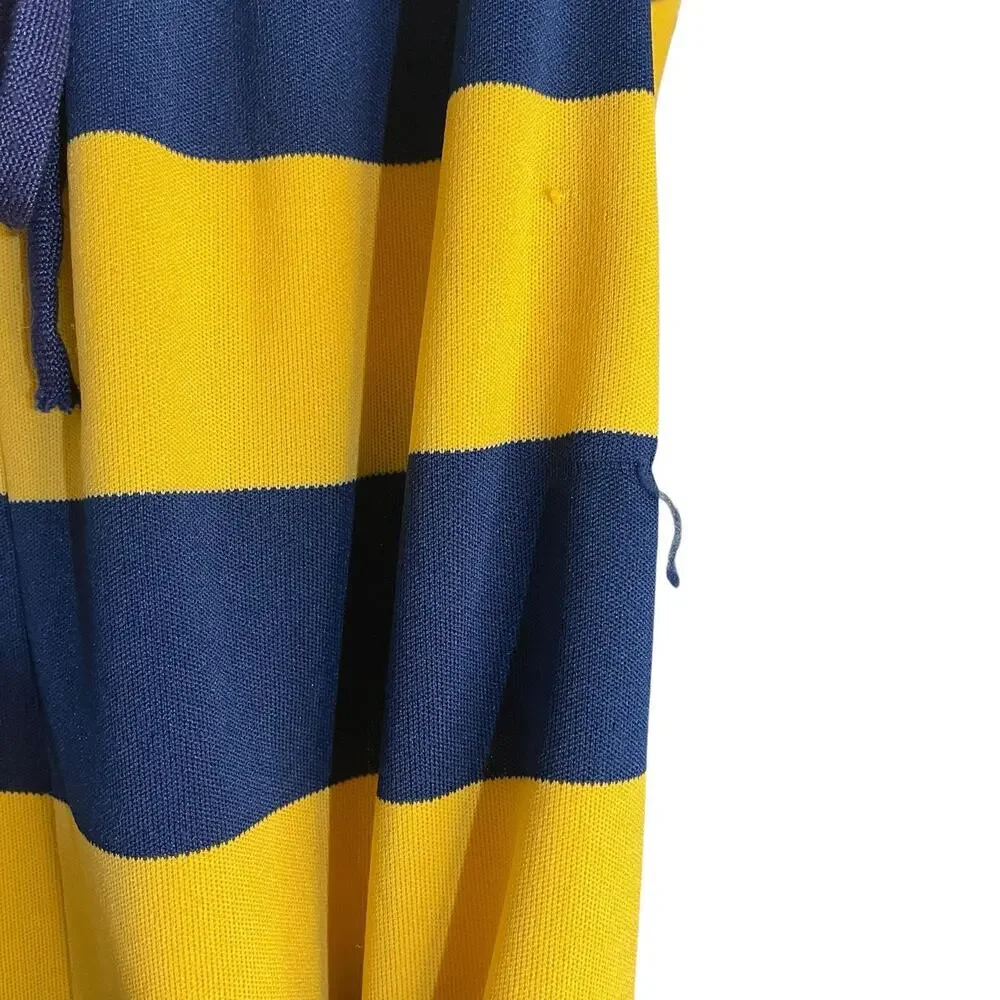 Verona Long Sleeve Knee Length Dress Women's 10 Yellow Blue Striped VTG Preppy